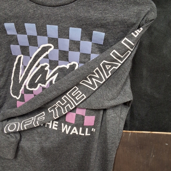 Vans grey youth size long sleeve ,Purple and Black Checkered Tee - Picture 7 of 15
